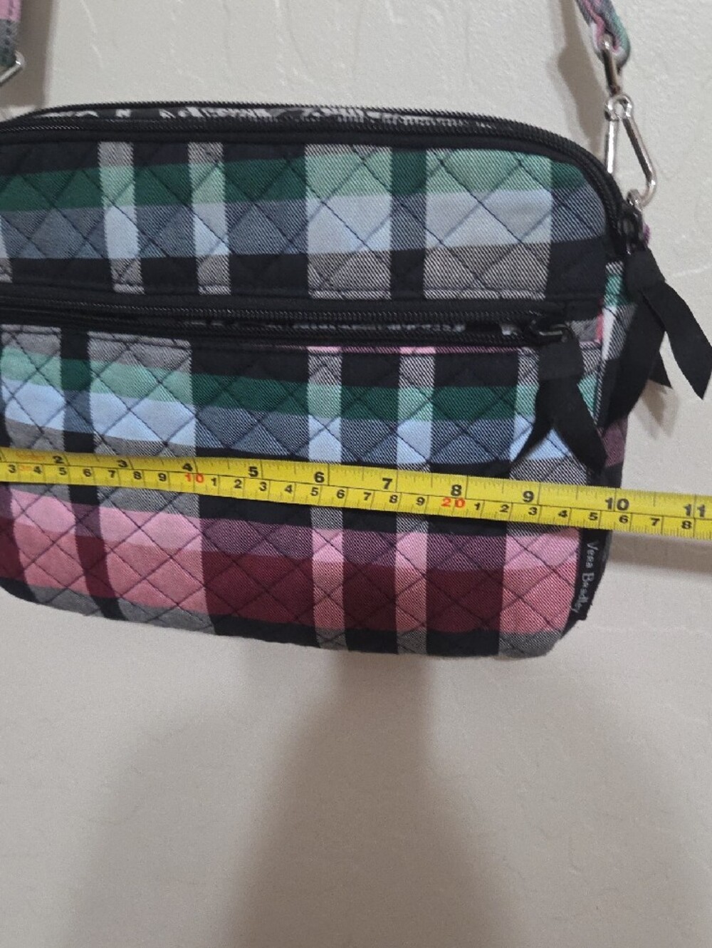 Vera Bradley Quilted Plaid Crossbody in Red, Black & Green - Picture 3 of 12